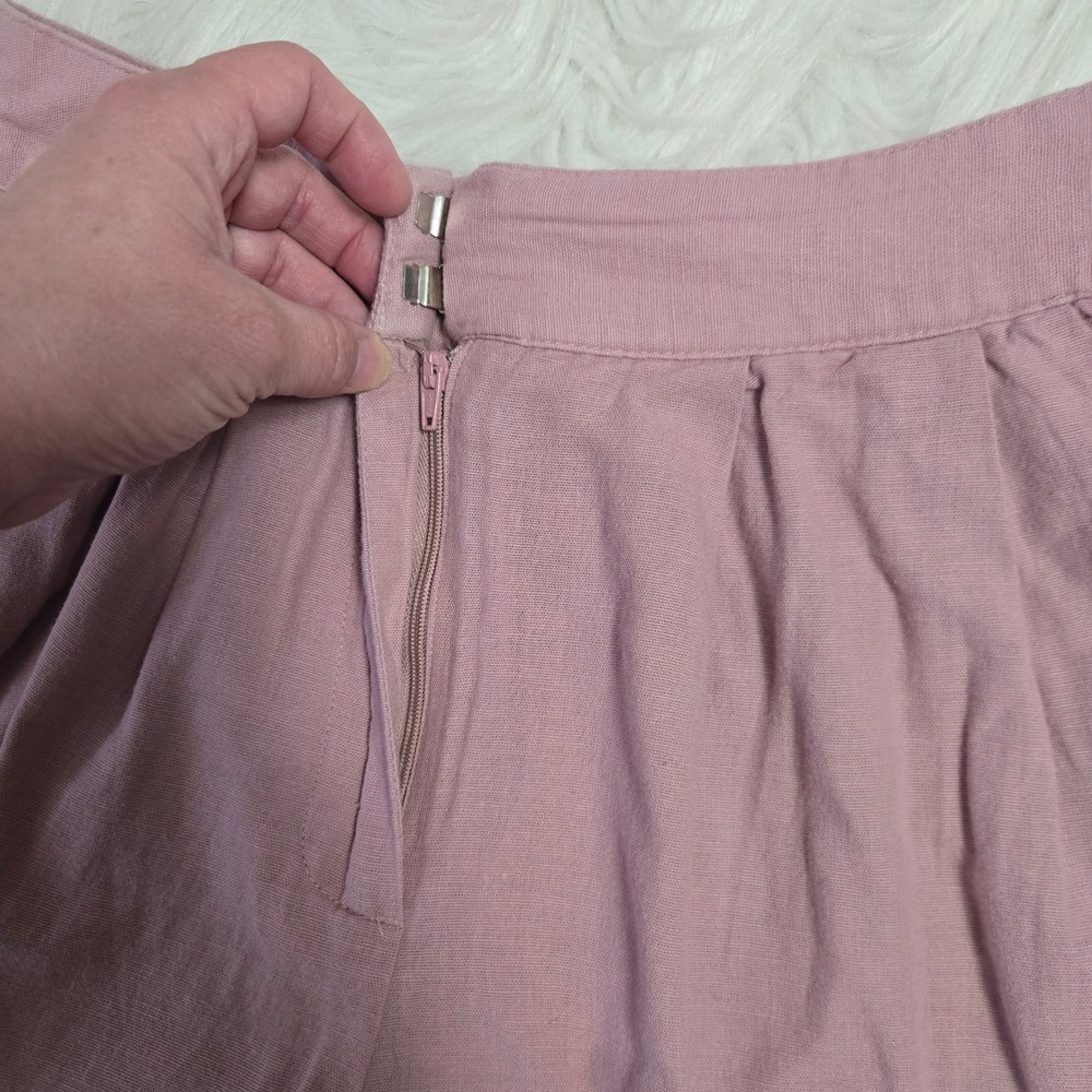 American Eagle Mauve Pink Linen Blend Pleated High Waisted Shorts Womens XS - Picture 3 of 12